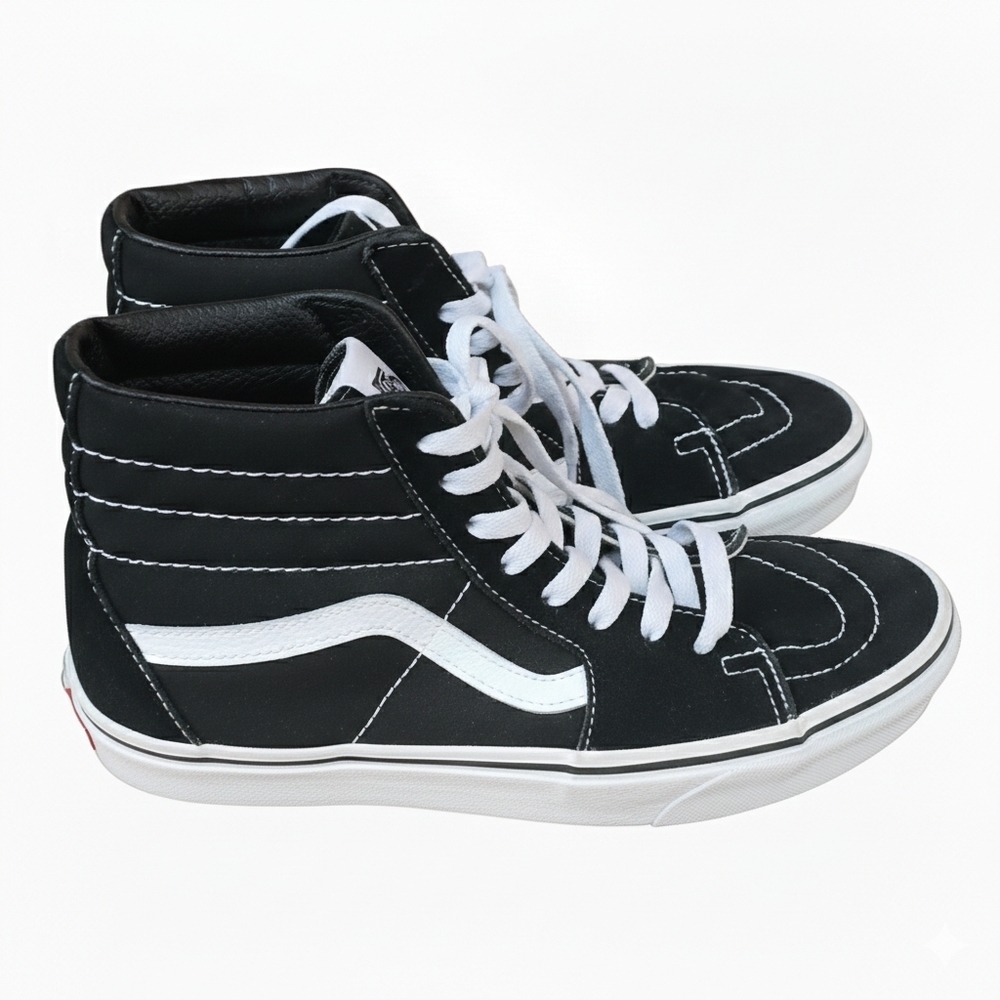 Vans Sk8-Hi high-top shoe in the black white colorway Size 8